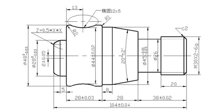 CNC-Bearbeitungszeichnung für Welle